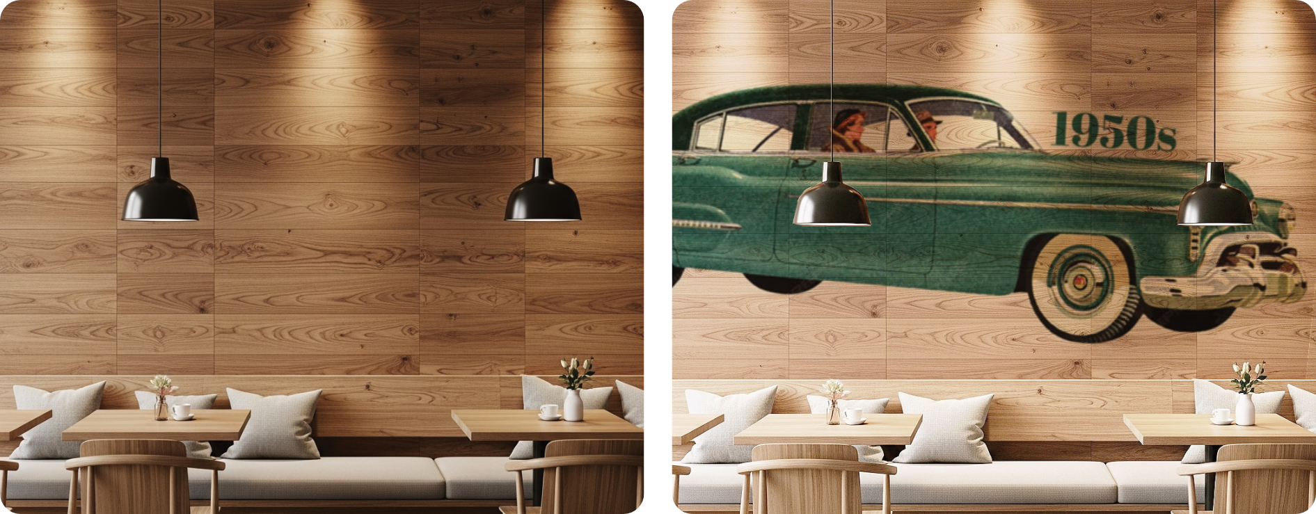 Coffee Shop Wood Panel Wall